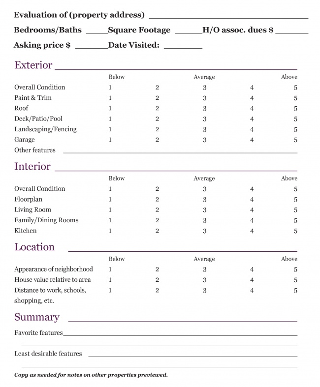 Home Finding Worksheet